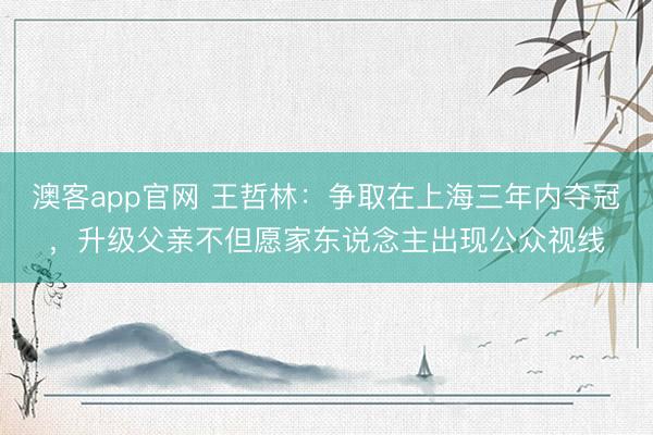 澳客app官网 王哲林：争取在上海三年内夺冠，升级父亲不但愿家东说念主出现公众视线
