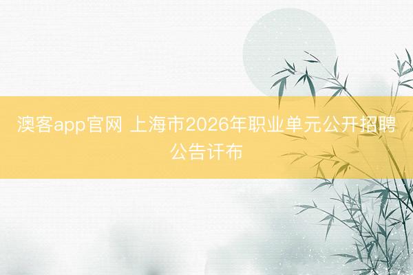 澳客app官网 上海市2026年职业单元公开招聘公告讦布