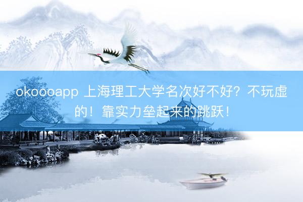 okoooapp 上海理工大学名次好不好？不玩虚的！靠实力垒起来的跳跃！