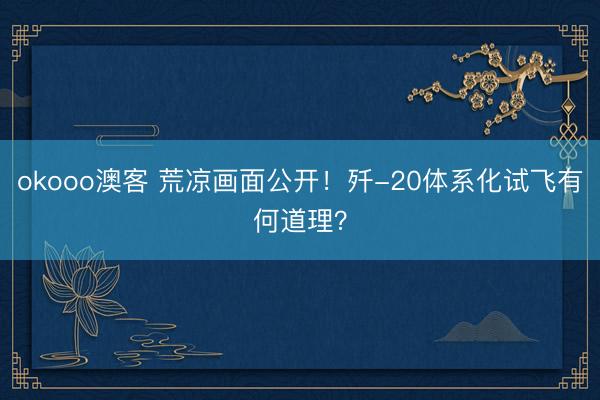 okooo澳客 荒凉画面公开！歼-20体系化试飞有何道理？