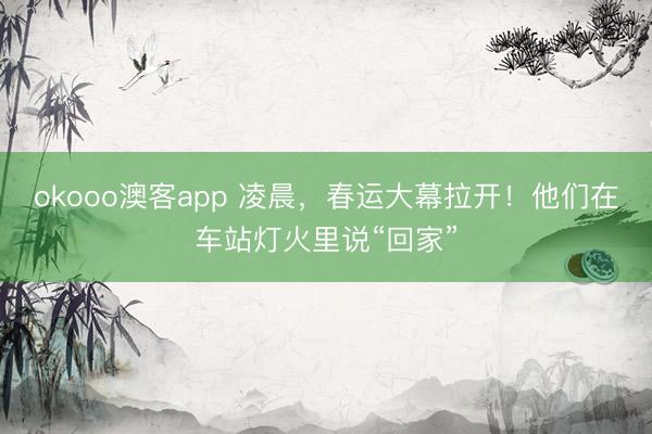 okooo澳客app 凌晨，春运大幕拉开！他们在车站灯火里说“回家”