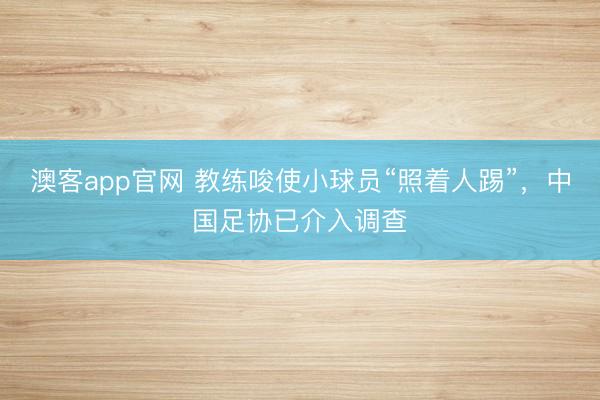 澳客app官网 教练唆使小球员“照着人踢”,中国足协已介入调查