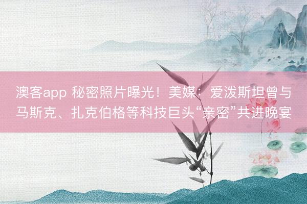 澳客app 秘密照片曝光！美媒：爱泼斯坦曾与马斯克、扎克伯格等科技巨头“亲密”共进晚宴