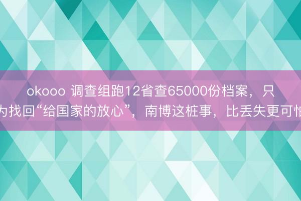 okooo 调查组跑12省查65000份档案，只为找回“给国家的放心”，南博这桩事，比丢失更可怕