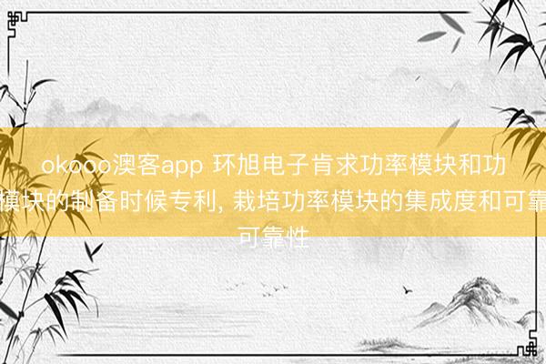 okooo澳客app 环旭电子肯求功率模块和功率模块的制备时候专利， 栽培功率模块的集成度和可靠性
