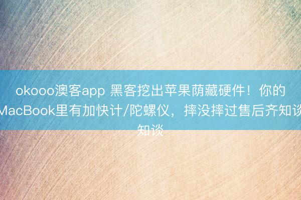 okooo澳客app 黑客挖出苹果荫藏硬件!你的MacBook里有加快计/陀螺仪,摔没摔过售后齐知谈