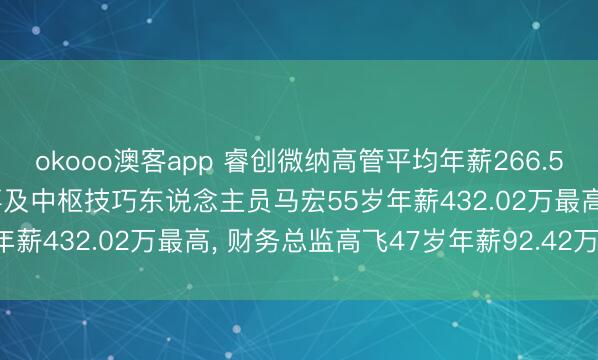 okooo澳客app 睿创微纳高管平均年薪266.52万: 董事长、非孤立董事及中枢技巧东说念主员马宏55岁年薪432.02万最高, 财务总监高飞47岁年薪92.42万最低