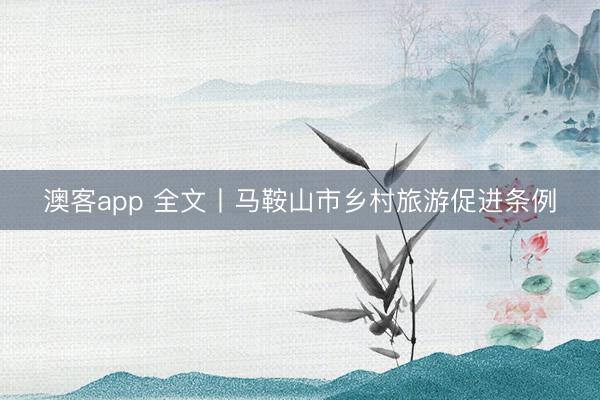 澳客app 全文丨马鞍山市乡村旅游促进条例