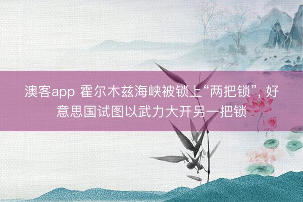 澳客app 霍尔木兹海峡被锁上“两把锁”， 好意思国试图以武力大开另一把锁