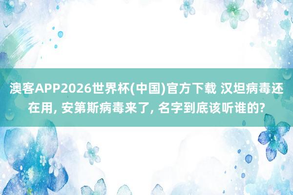 澳客APP2026世界杯(中国)官方下载 汉坦病毒还在用， 安第斯病毒来了， 名字到底该听谁的?
