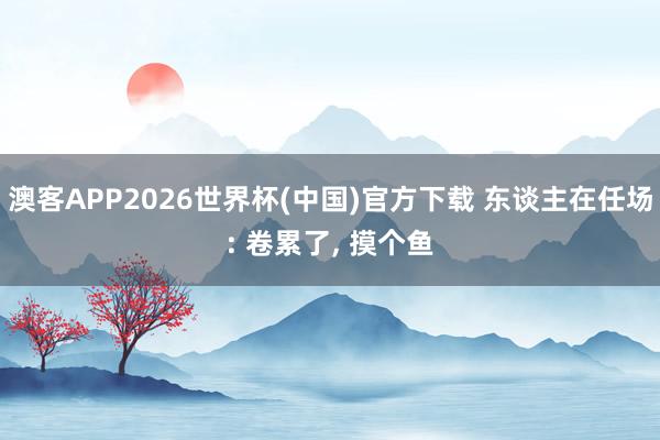 澳客APP2026世界杯(中国)官方下载 东谈主在任场: 卷累了, 摸个鱼