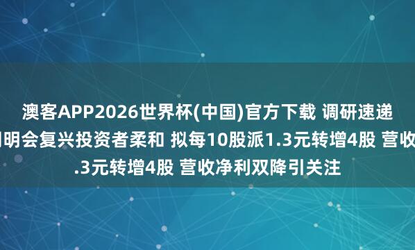 澳客APP2026世界杯(中国)官方下载 调研速递|正直阀门功绩阐明会复兴投资者柔和 拟每10股派1.3元转增4股 营收净利双降引关注