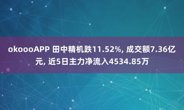okoooAPP 田中精机跌11.52%, 成交额7.36亿元, 近5日主力净流入4534.85万