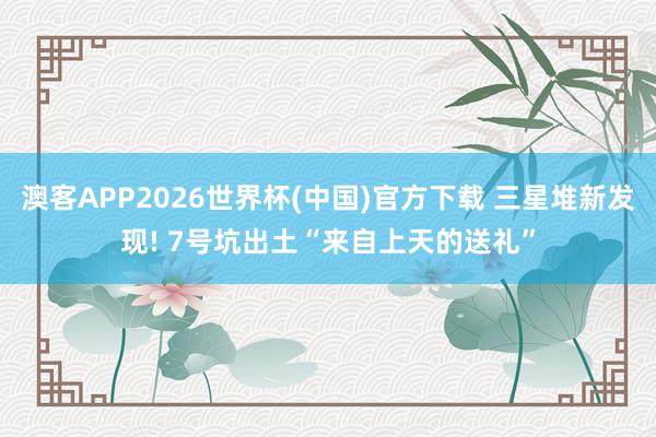 澳客APP2026世界杯(中国)官方下载 三星堆新发现! 7号坑出土“来自上天的送礼”