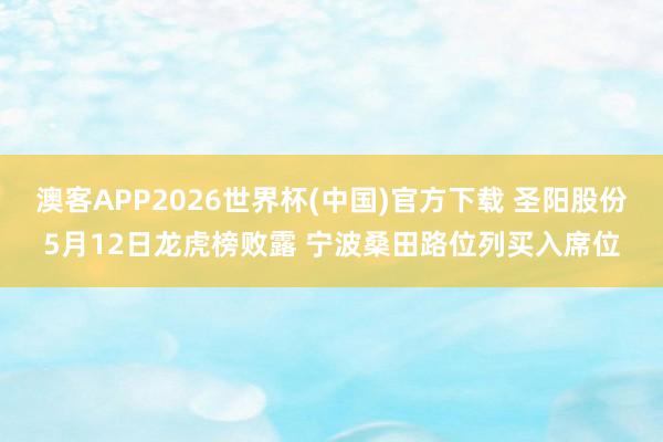 澳客APP2026世界杯(中国)官方下载 圣阳股份5月12日龙虎榜败露 宁波桑田路位列买入席位
