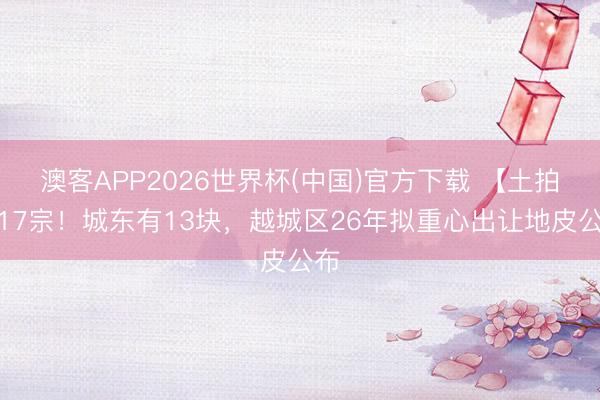 澳客APP2026世界杯(中国)官方下载 【土拍】17宗！城东有13块，越城区26年拟重心出让地皮公布