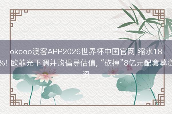 okooo澳客APP2026世界杯中国官网 缩水18%! 欧菲光下调并购倡导估值， “砍掉”8亿元配套募资