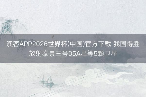澳客APP2026世界杯(中国)官方下载 我国得胜放射泰景三号05A星等5颗卫星