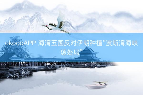 okoooAPP 海湾五国反对伊朗种植“波斯湾海峡惩处局”