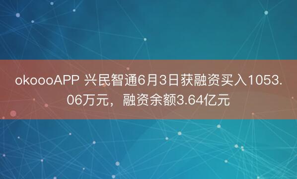 okoooAPP 兴民智通6月3日获融资买入1053.06万元，融资余额3.64亿元