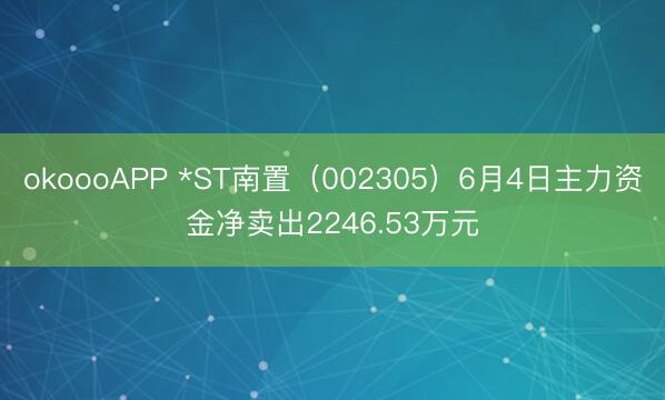 okoooAPP *ST南置（002305）6月4日主力资金净卖出2246.53万元