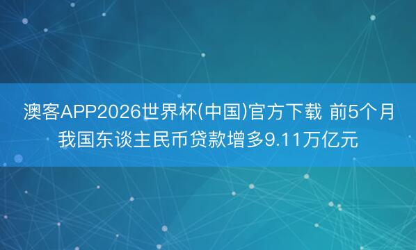 澳客APP2026世界杯(中国)官方下载 前5个月我国东谈主民币贷款增多9.11万亿元