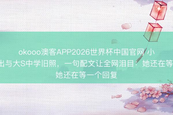 okooo澳客APP2026世界杯中国官网 小S夜深翻出与大S中学旧照,一句配文让全网泪目:她还在等一个回复